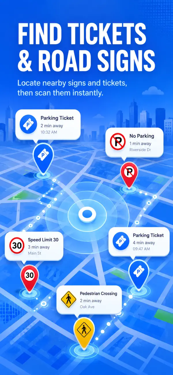 Find tickets and road signs near you